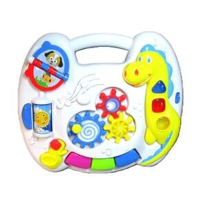 Busy Box for Toddler Play Music Lights Dinosaur Plastic Carry Handle Battery